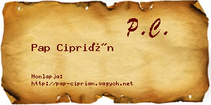 Pap Ciprián névjegykártya